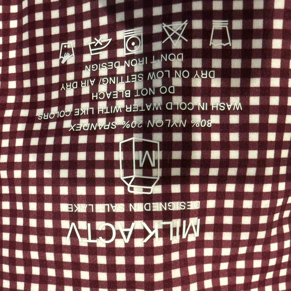 Women's Burgundy Checkered Bike Shorts - Picture 3 of 3